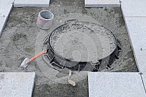 Street work on the installation of manhole