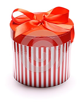 Image of striped giftbox isolated on white photo