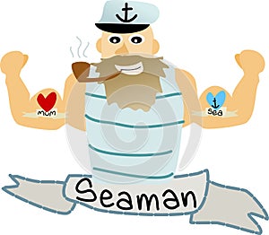 Image of strong seaman with pipe