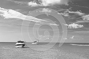 image of summer vacation yachting on the beach. summer vacation yachting.