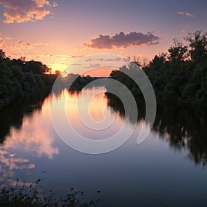 It was sunset on the river.