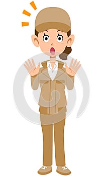 The image of a Surprised beige workwear woman