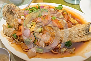 Sweet And Sour Garoupa Dish Image photo