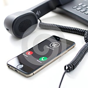 Phone call communication isolated on white background