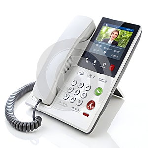 Incoming call telephone isolated on white background photo
