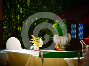 Image of a table setting in a german bavarian beergarden