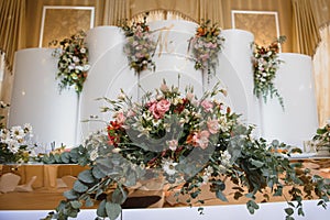 An image of tables setting at a luxury wedding hall