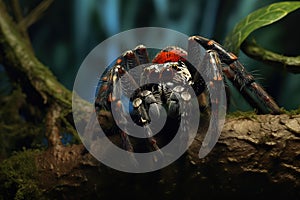 Image of tarantula in the fertile forest. Insect. Illustration, Generative AI