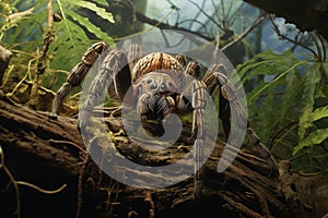 Image of tarantula in the fertile forest. Insect. Illustration, Generative AI