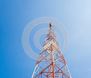 image of Tele-radio tower with blue sky for background usage.