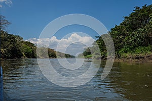 Wide River with clouds. photo