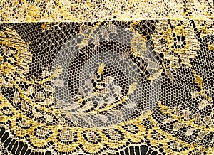 Image texture background, decorative gold lace with pattern. Gol