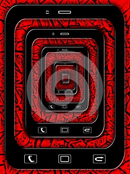 Pattern with black telefon in red
