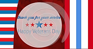 Image of thank you for your service happy veterans day text over american flag stars and stripes