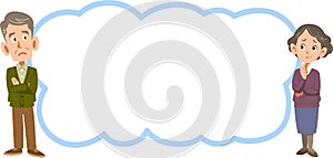 Thinking elderly man and woman and speech bubble