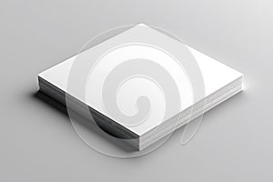 Stack Of Blank Square Papers On A Gray Background For Mockup Template