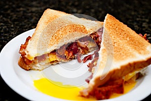 Image of a toasted egg and bacon sandwhich