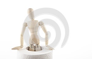 Image of toilet paper wooden figure white backgroundimage of toilet paper wooden figure white background