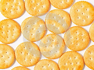 An image top view isolated circle crackers or snack or biscuits treat gourmet or junk food