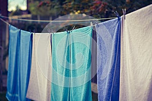 Towels hung to dry photo