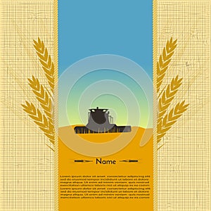 Image tractor silhouette in a field of wheat