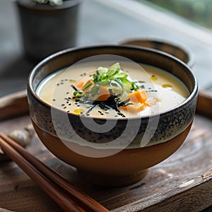 An Image of Traditional Japanese Cuisine Delight that chawanmushi photo