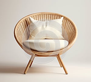 an image of an upholstered chair with white cushion