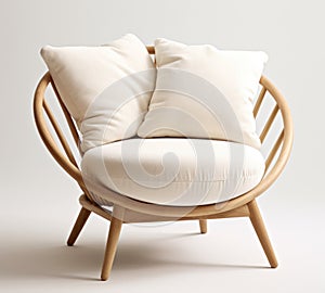 an image of an upholstered chair with white cushion