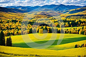 USA, Idaho, Ketchum, Forested hills in Autumn made with Generative AI photo