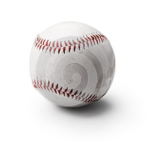 Image of used baseball on white