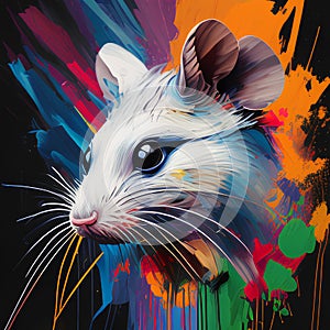 image of varieties animals in colorful oil painting, heavy strokes, and paint dripping splash arts. photo