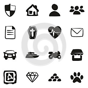 Insurance Policy Icons Freehand Fill