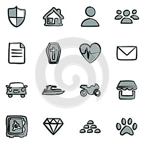Insurance Policy Icons Freehand Fill