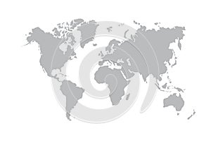 Image of a vector world map in white background. Australia, Asia, America, Europe. Africa. Vector illustration. EPS 10.