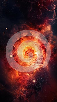 An image of a very large star in the sky. AI generative image.