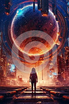 image of vibrant Technoir blade runner Animevixen generative AI