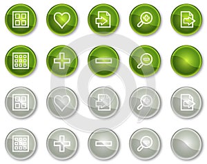 Image viewer web icons set 1, green circle buttons