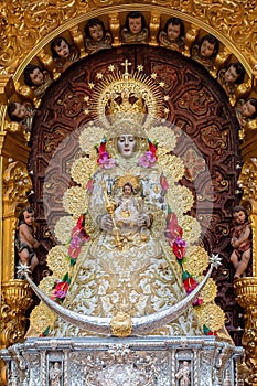 Image of the Virgen del Rocio, inside of the Ermita del Rocio, hermitage in Almonte, in Huelva, Spain photo