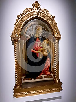 Image of Virgin Mary and Jesus with frame in Hong Kong Museum of Art