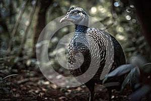 Image of a vulture guineafowl in the wild on nature background. Wildlife Animals. Birds. Illustration, generative AI