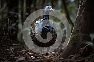 Image of a vulture guineafowl in the wild on nature background. Wildlife Animals. Birds. Illustration, generative AI