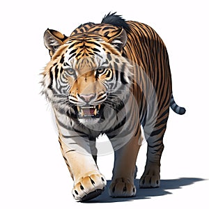 WalkingTiger has a tooth and is isolated on a white background.