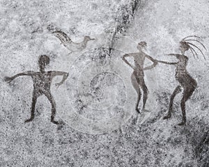 The image on the wall of the cave painted by an ancient man.