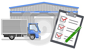 The image of a Warehouses, trucks and checklists