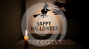AI-Generated Halloween Witch Silhouette with Candlelight Shadows