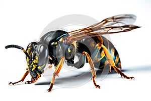 Image of a wasp on a white background. Insect. Animals. Illustration. Generative AI