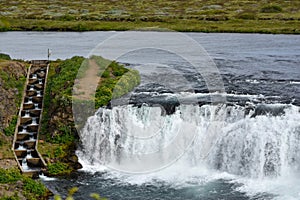 Faxafoss or Faxi waterfall in Iceland photo