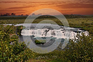 Faxafoss or Faxi waterfall in Iceland photo