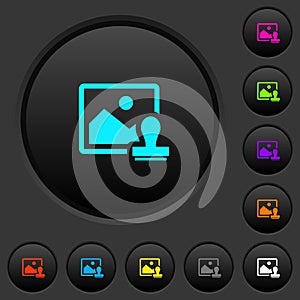 Image watermark dark push buttons with color icons