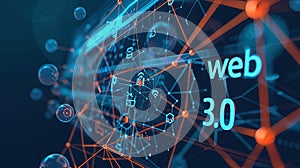 An image of the web 3.0 technology and concept. Blockchain, meta, big data, cloud and server services. Generative AI